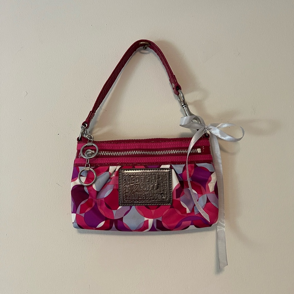 sold - Coach Pink and Purple Kaleidoscope Y2K Poppy Wristlet/ Shoulder Bag